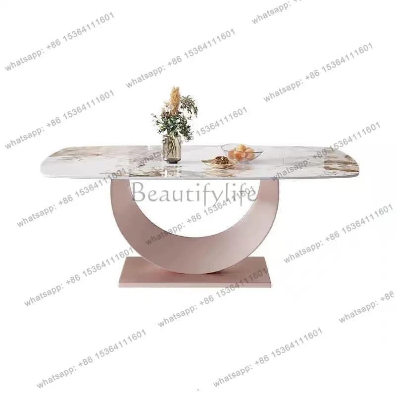 Italian light luxury rock slab dining table rectangular eating table high-end small apartment modern simple household