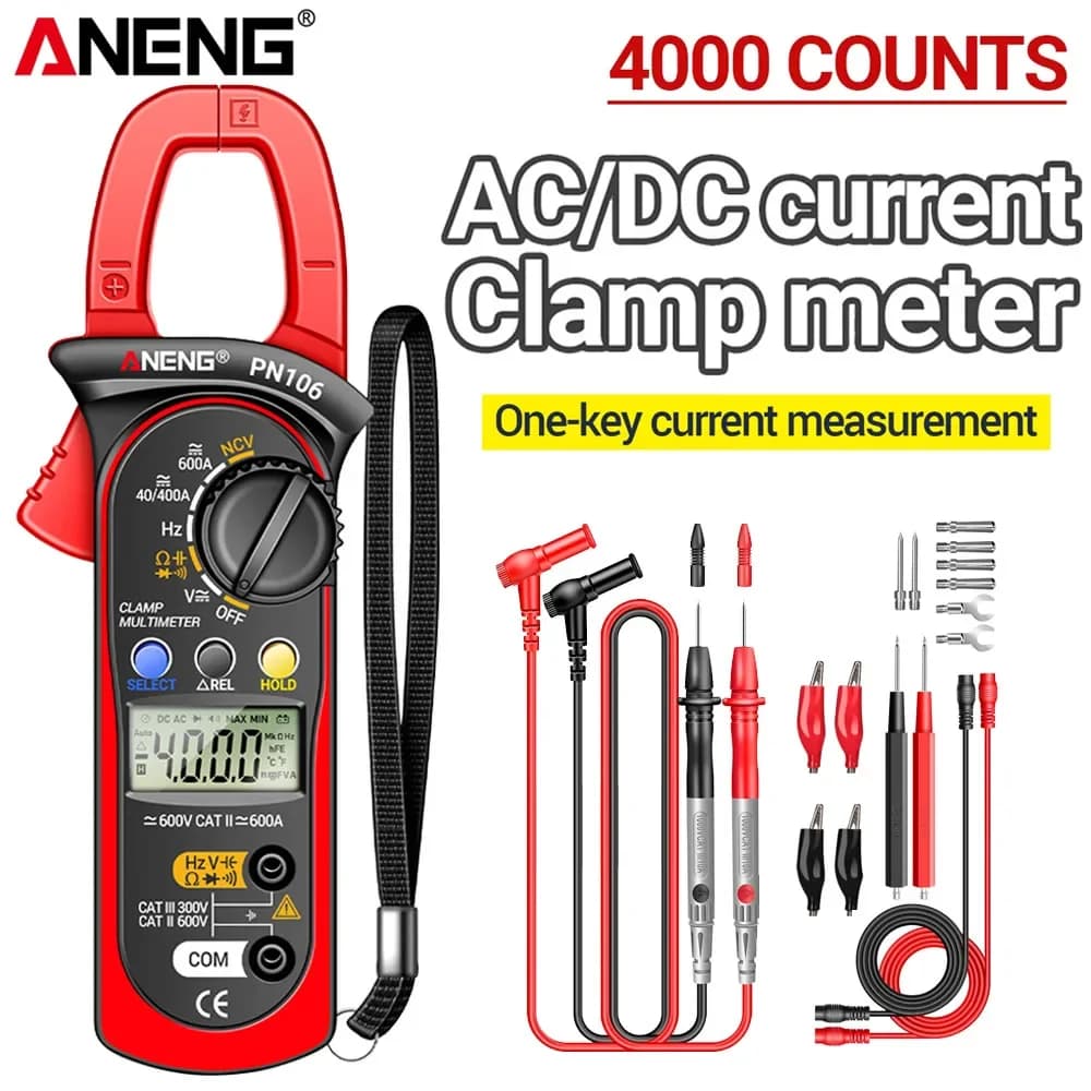 ANENG PN106 high-precision clamp meter 4000 count 600A AC/DC current/600V voltage/resistance capacitance frequency measurement