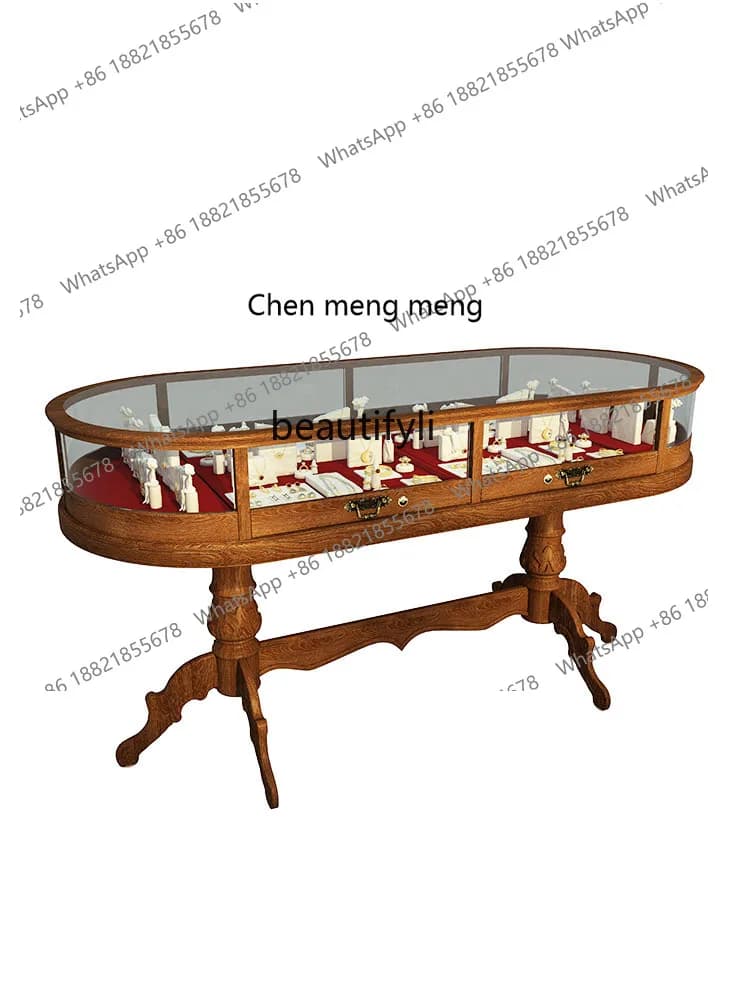 Modern Oval Retro Glass Side Cabinet Display Booth Clothing Store Nakajima Cabinet for Accessories Nakajima Display Table