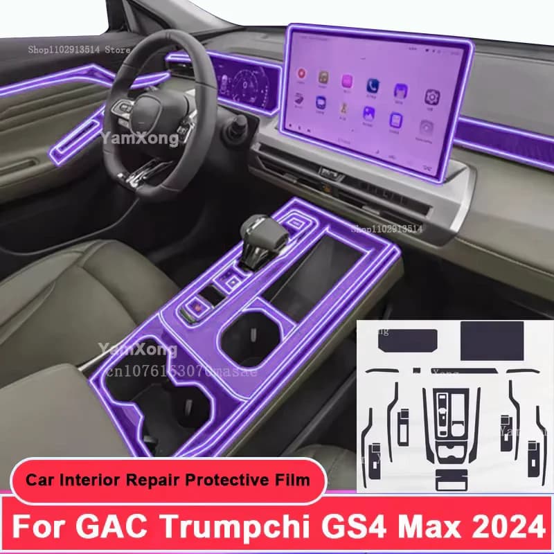 Pre-Cut TPU Car Interior PPF For GAC Trumpchi GS4 Max 2024 Anti Scratch Self Healing Dashboard Screen Center Console Protector