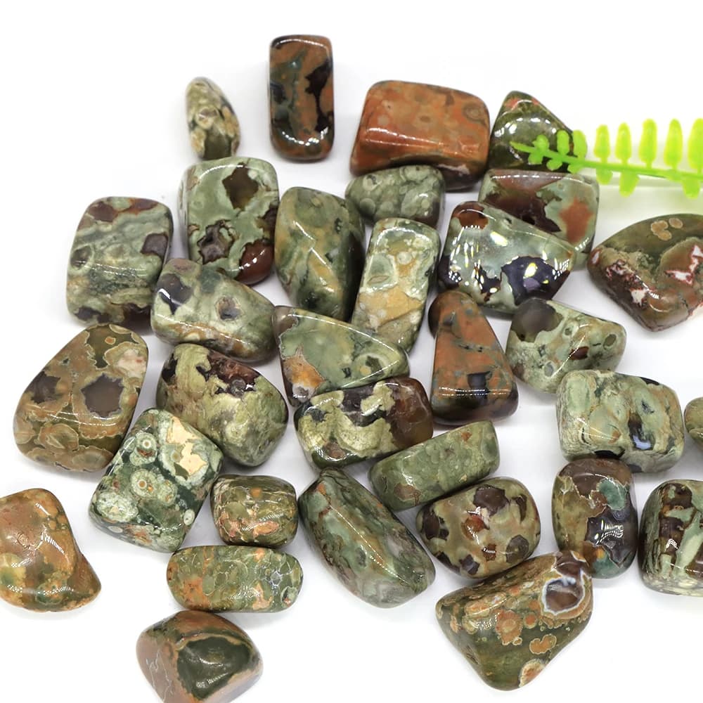 Natural Green Rainforest Jasper Irregular Tumbled Stone Healing Crystal Quartz Aquarium Mineral Gemstone Home Decor Specimen Gem