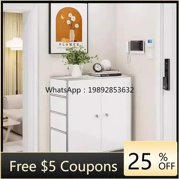 A1  Shoe Cinet for Entryway, Household Stainless Steel Hallway Cinet, Ultra-thin Flip Shoe Rack for Hallway Use