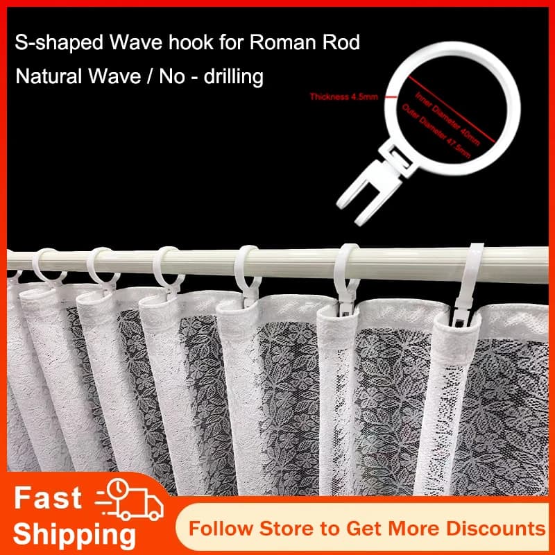 Special double-hook Roman ring thickened PE material curtain rod ring for snake-shaped curtains