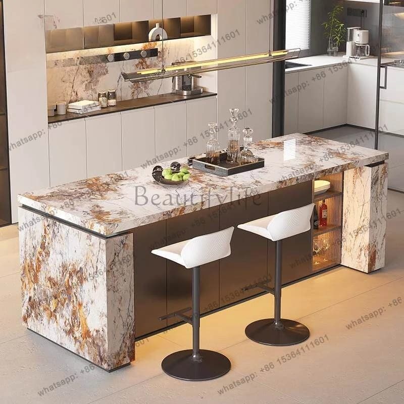 Bar table Household balcony Leisure rock slab Middle island table Integrated advanced partition