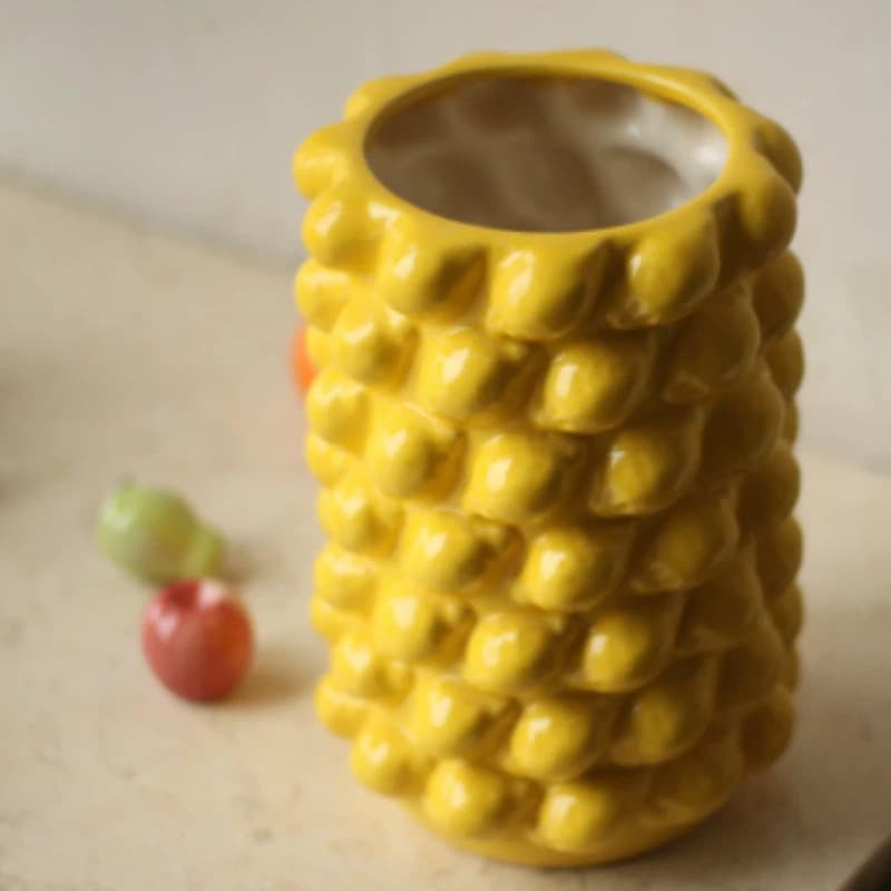 Ceramic Fruit Vase Three-dimensional Relief Flower Vases Home Ornament Living Room Decoration Ваза Керамическая Lemon-shaped