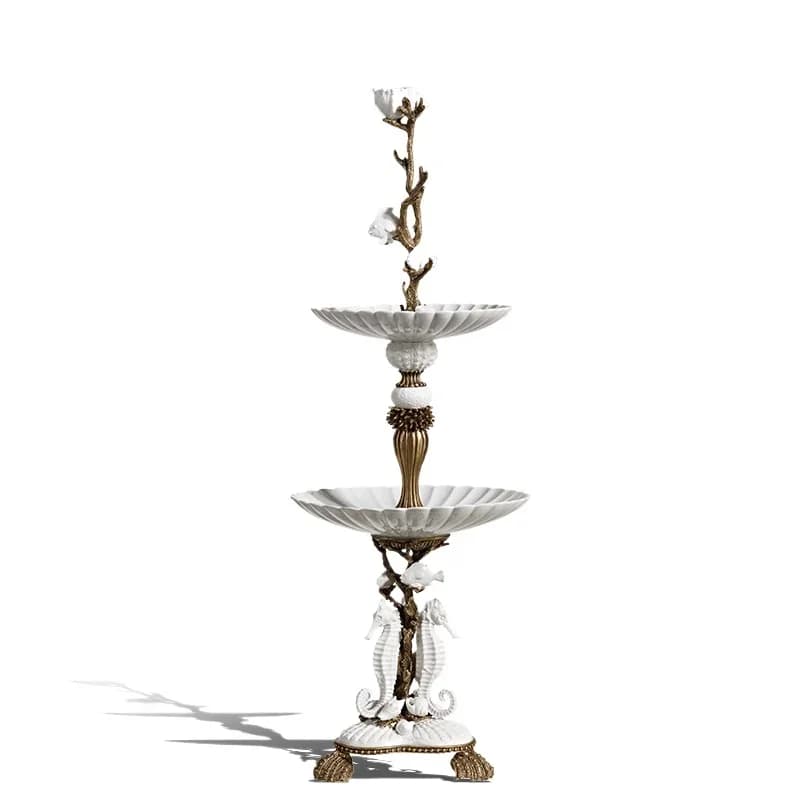 European ceramic inlaid copper creative multi-layer fruit plate, luxury decorative fruit pot 83-1203