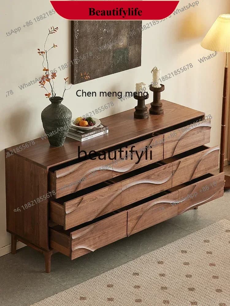 D178   North American black walnut nine-chest cabinet Nordic simple home living room solid wood locker