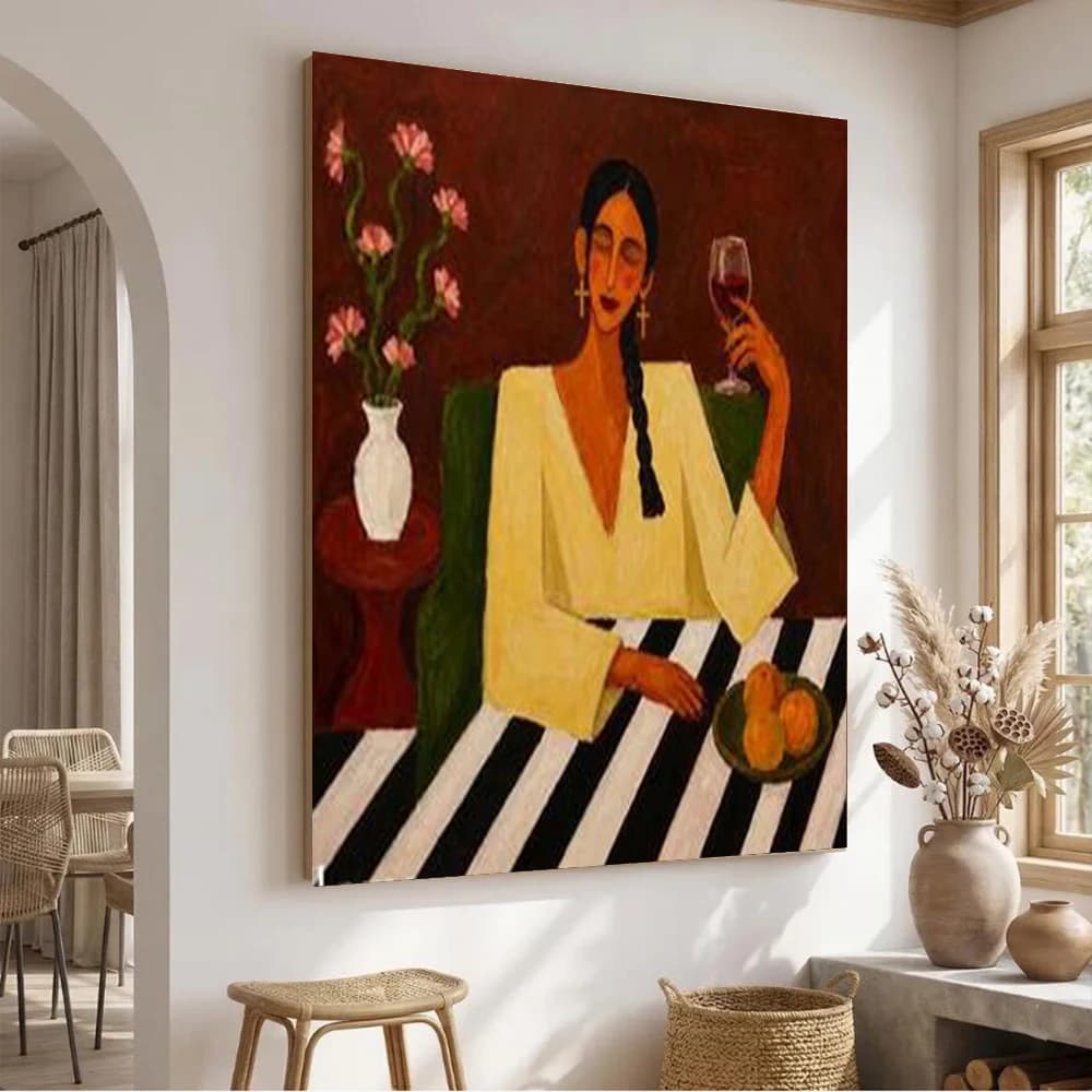100% Handmade Abstract Oil Painting on Canvas Elegant Lady Wall Art Picture Home Living Room Decor Image 100% Original Artwork