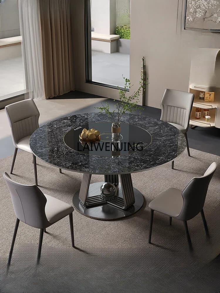 MJY rock slab light luxury simple restaurant table and chair combination embedded multi-functional induction cooker dining table