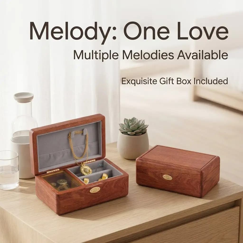 rosewood  Wooden  jewelry box  One Love  music box  For Friends, Mom, Wife, Birthday, Festival, Valentine's Day, Chris