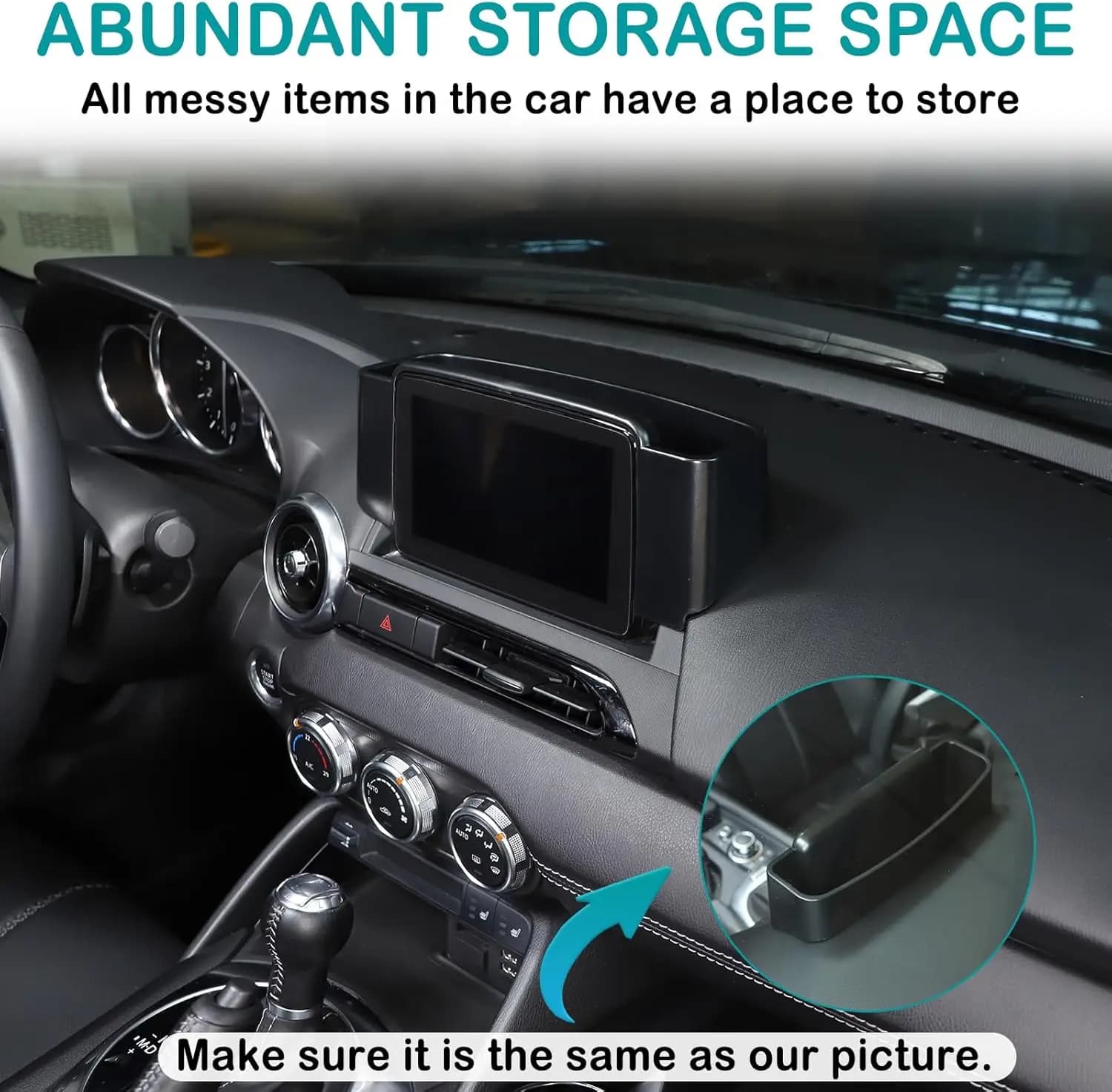 ABS Car Central Control Navigation Screen Back Storage Box For Fiat 124 Abarth 124 2016-24 Phone Tray Tidy Container Accessories