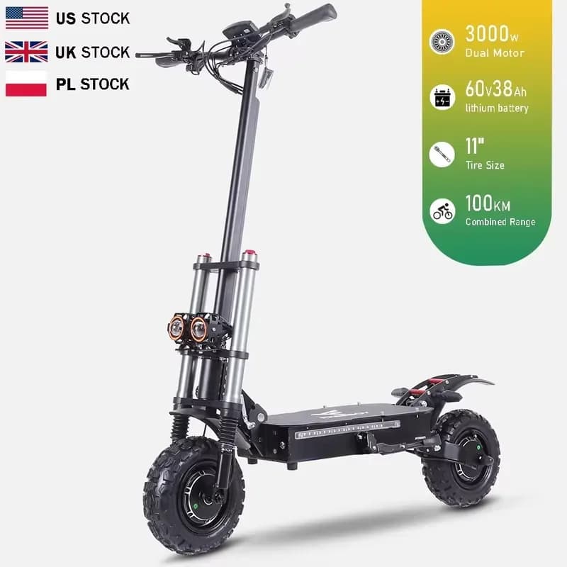 All-new 60V38ah High-power Lithium Battery Off-road Electric Scooter Foldable Model Featuring Front and Rear Swing Arm