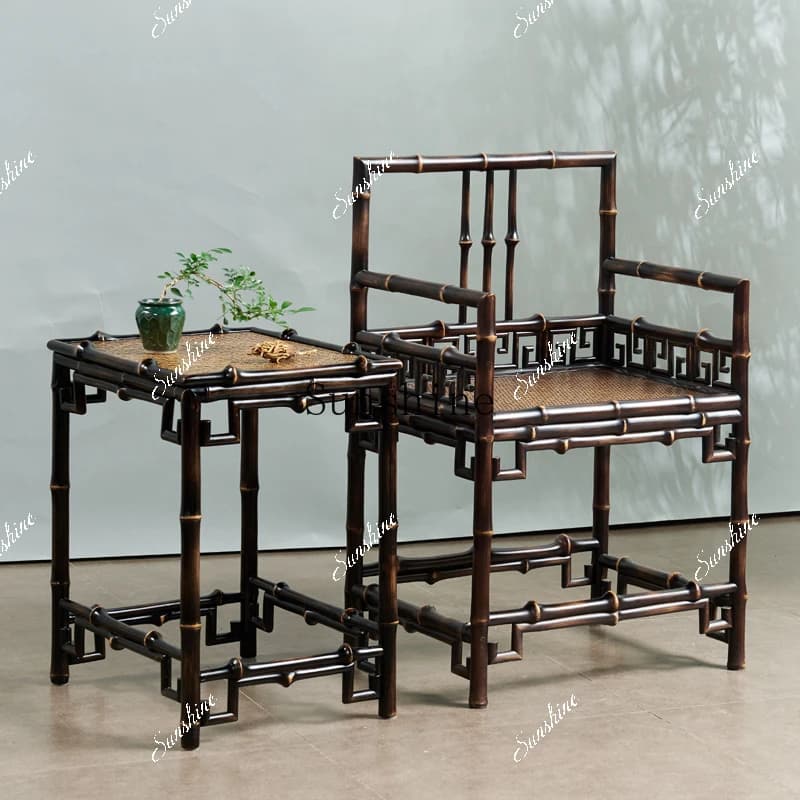 Chinese retro edge corner few small tea table wabi-sabi handmade bamboo  FT