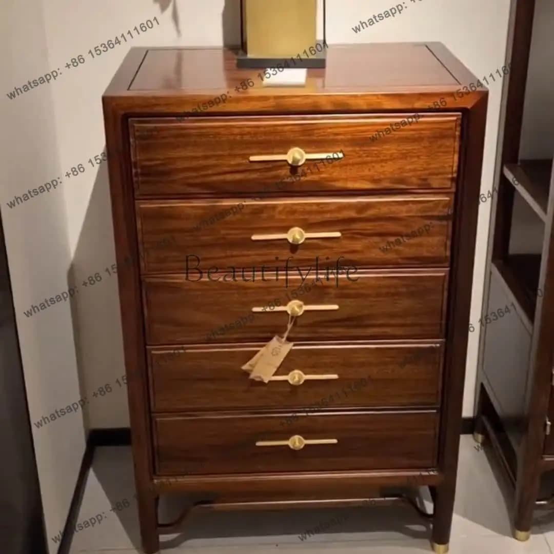 Modern Chinese solid wood simple ebony wood four five six chest cabinet bedroom storage locker