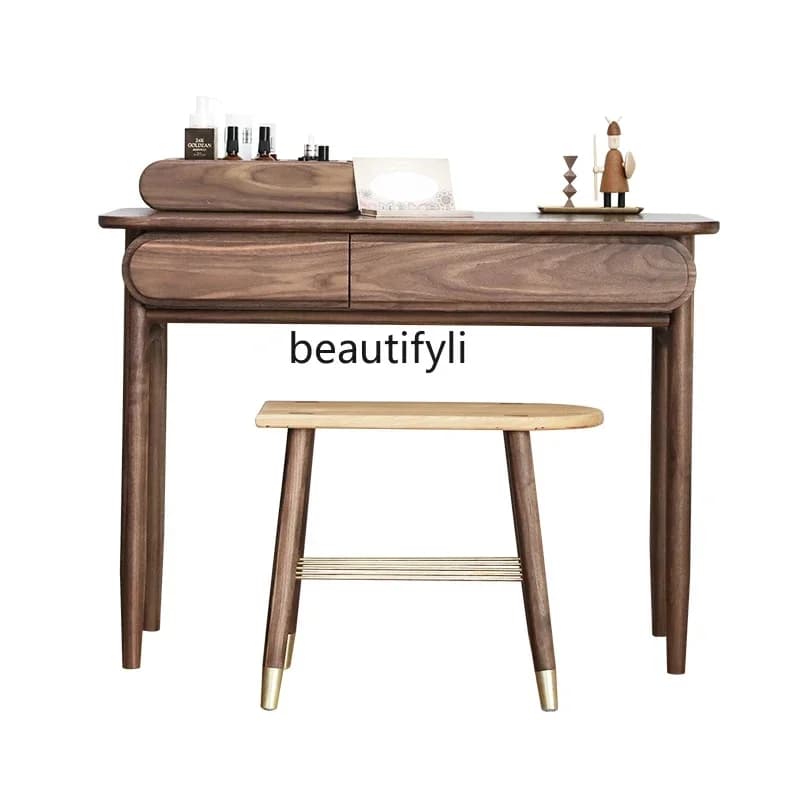 Q181  North America Black Walnut Wooden Dressing Table Simple Small Apartment Bedroom Multi-Functional Storage Log Dresser