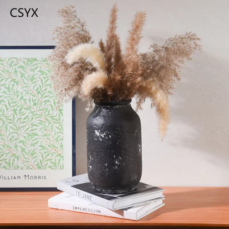 Ceramic Vase Dried Flowers Flower Arrangement Device Retro Wabi Wind Home Jewelry Ornament Dining Table