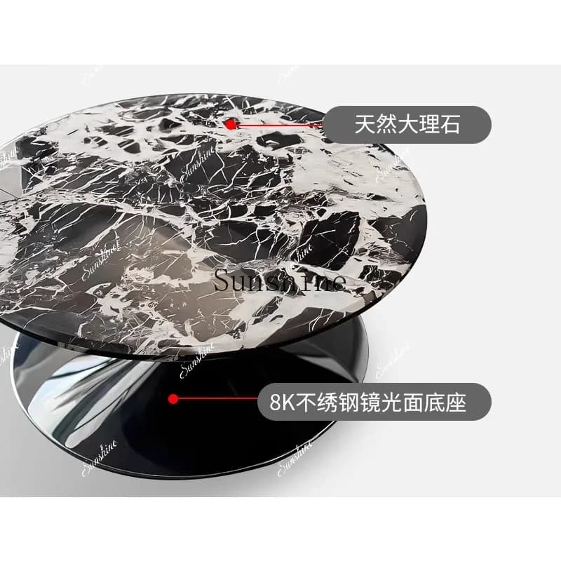 Natural black marble round tea table Italian minimalist suspended coffee table  FT