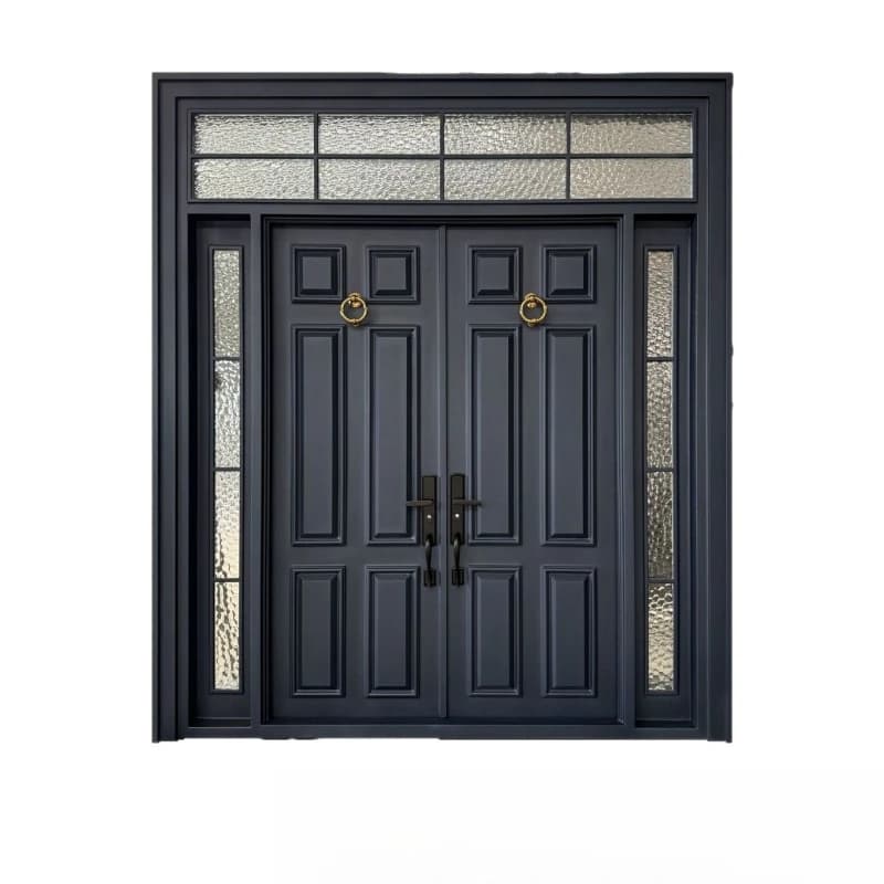 Villa gate Rural self-built house entrance door French European glass courtyard entrance door Outdoor canopy wrought iron door