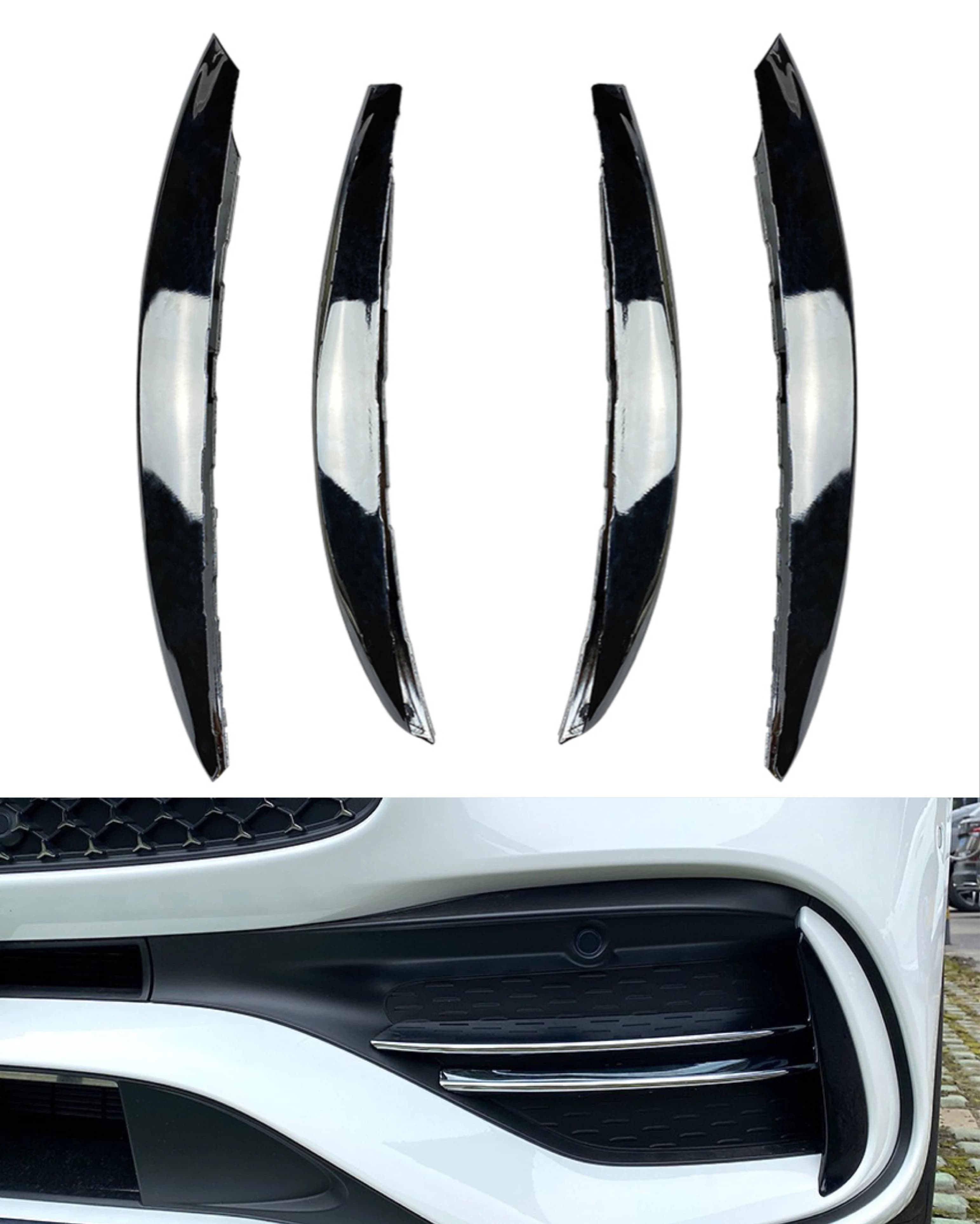 Car Front Bumper Splitter Fins Body Spoiler Canards Cover Trim Fit For Mercedes Benz C-Class W206 C200 C260 C300 2022