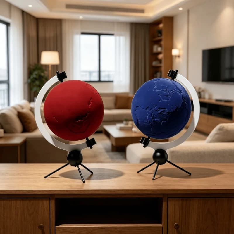 Creative 3D resin flocked textured globe ornament, metal desktop decoration, study room model room, hotel soft furnishings