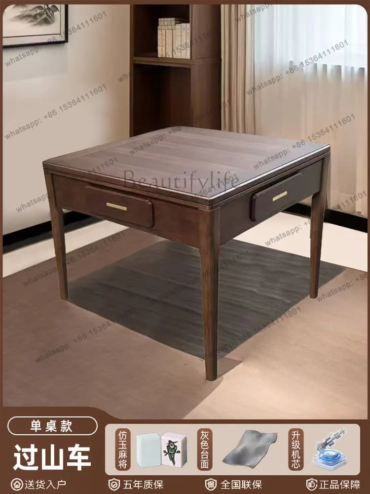 Mahjong machine automatic home roller coaster dining table dual-purpose new Chinese solid wood