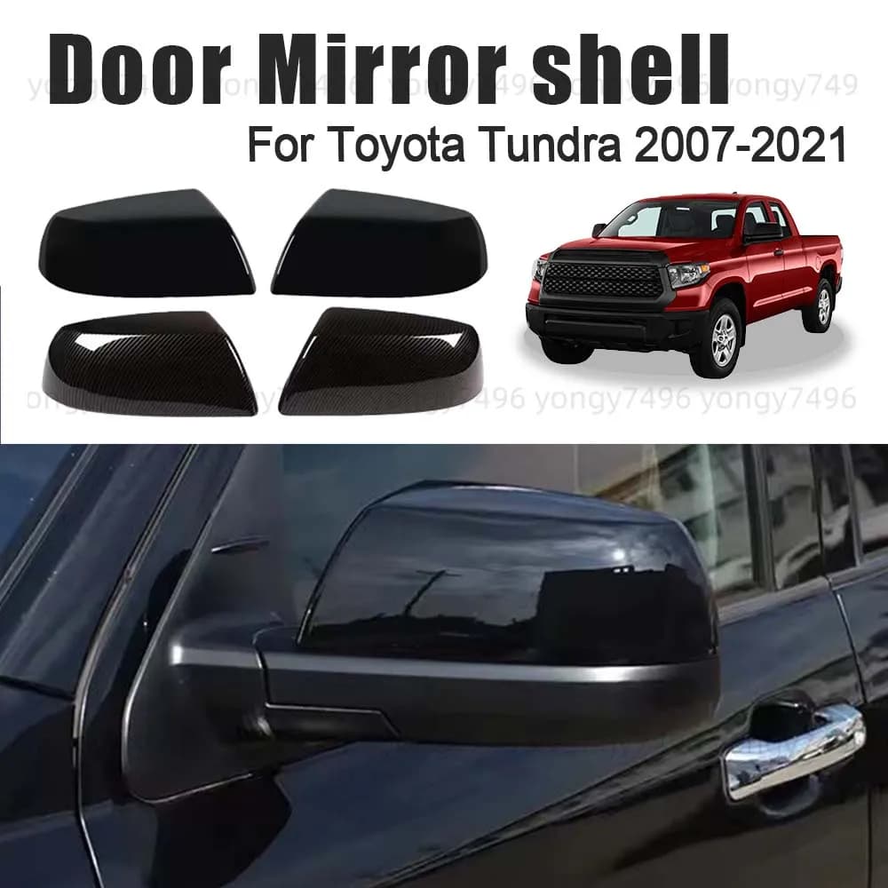 Protective Cover Door Mirror Shell For Toyota Tundra 2007-2021 Carbon Fiber Electroplating Charred Black Rearview Accessories