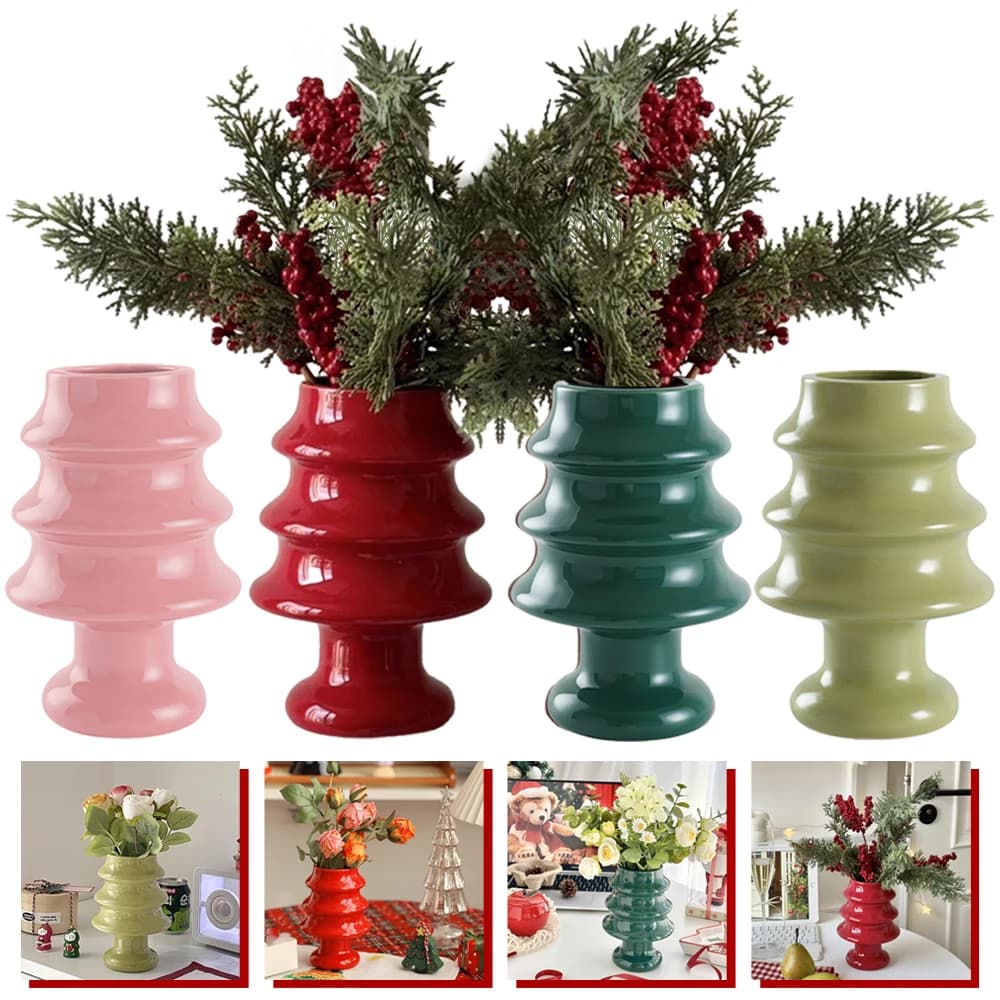 Modern Christmas Ceramic Vase Hydroponic Flower Vases Decorative Glass Flower Vase Home Office Table Decor Wedding Centerpieces