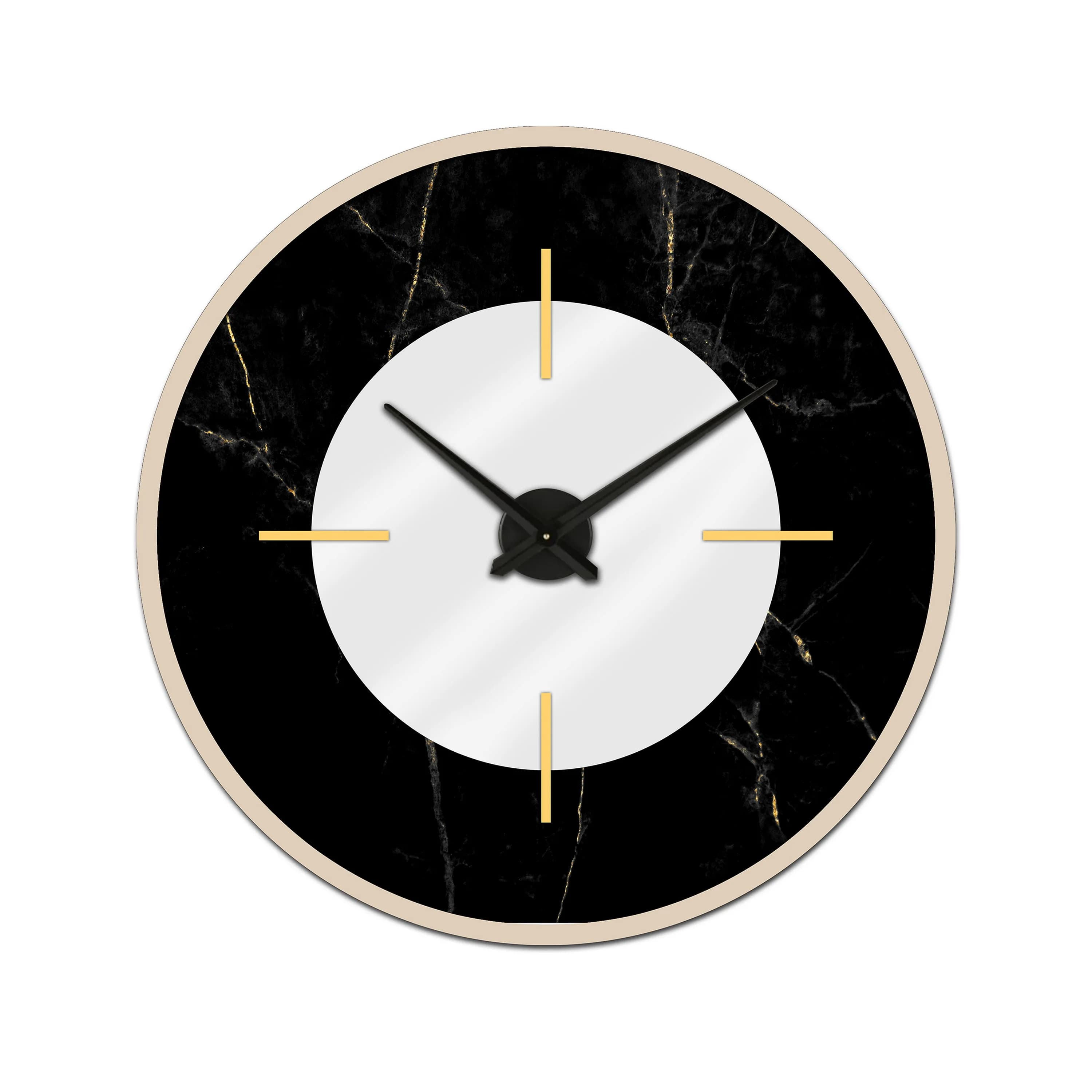 &c 60*60*4.5CM Modern Simplistic Black Single Iron Circle Clock Movement Home Decoration Luxury Wall Clock for Bedroom