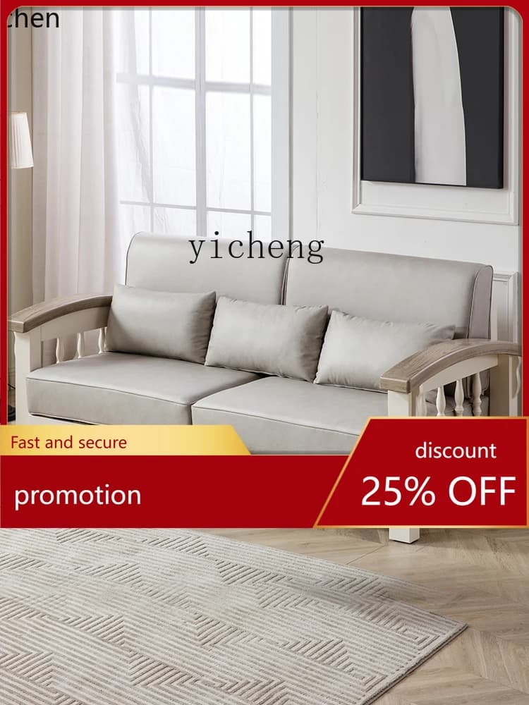 YFY  Solid Wood Sofa Band Bed Full Solid Wood Fabric Sofa Can Be Full Removable Washable Sofa Bed