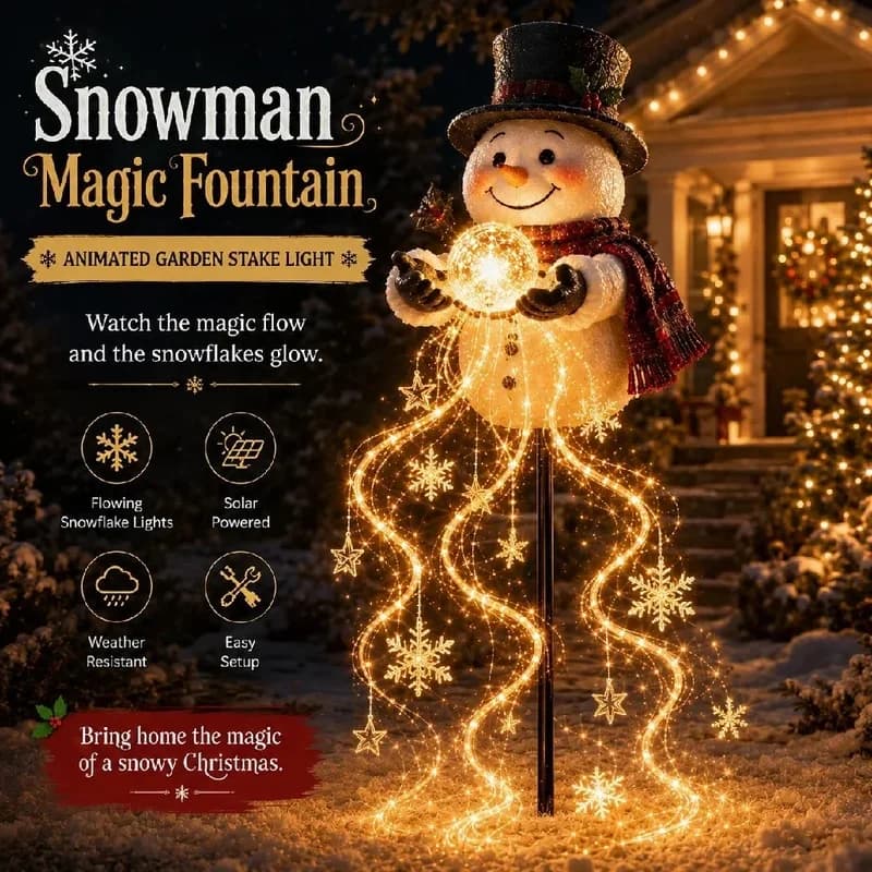 Christmas Solar Snowman Light LED Snowman Stake Light Outdoor Yard Garden Pathway Holiday Decor Lamp