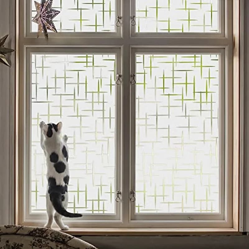 E9 Frosted Privacy Film for Cross Glass Windows Self Static Adhesive Frosted Decorative Window Stickers Home Bathroom Curtains