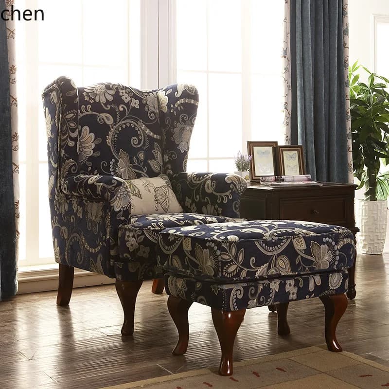 PYH Fabric Single Sofa for Living Room, Bedroom, Study, High Backrest, Vintage Jacquard Velvet Fabric