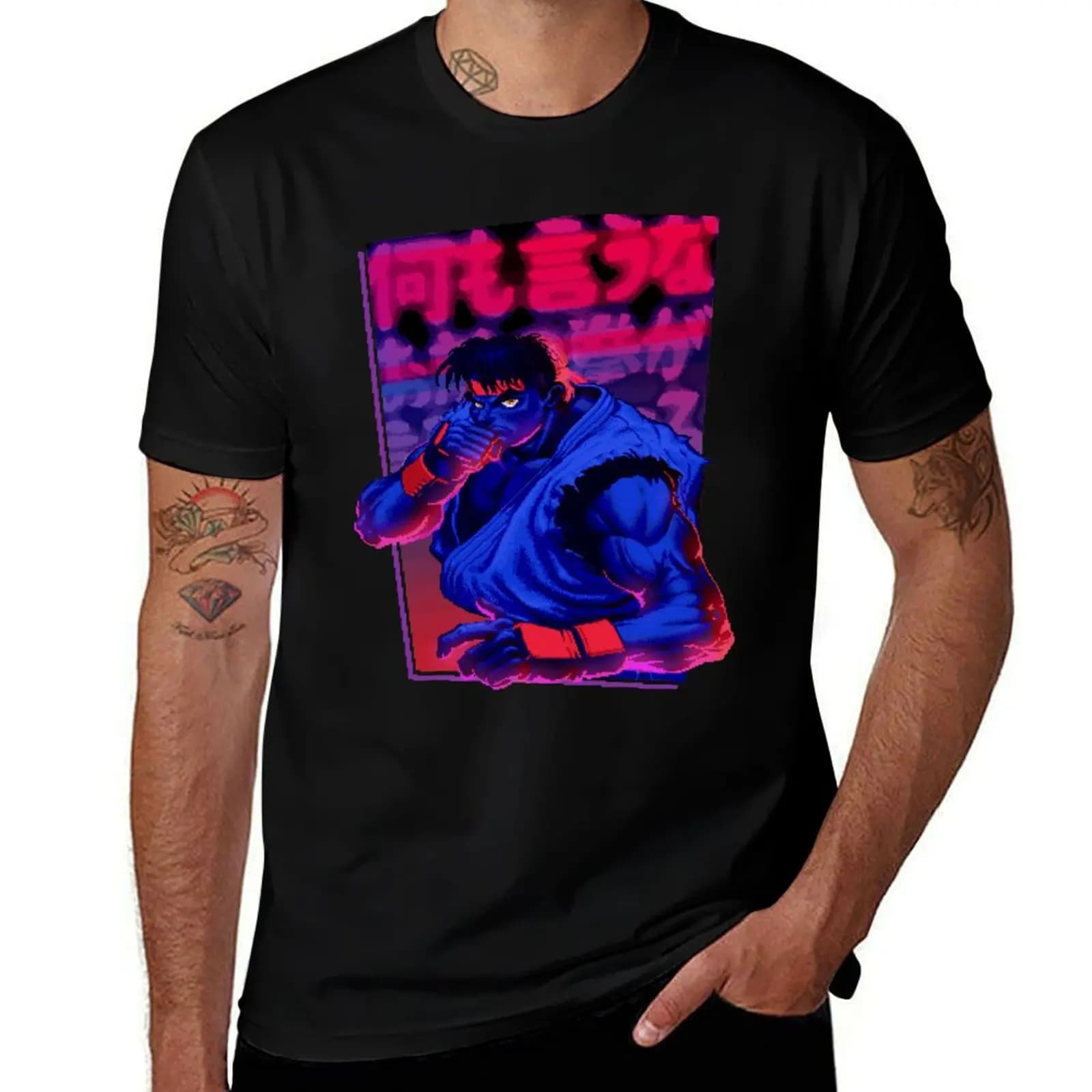 Street Fighter Ryu Dark Edition T-Shirt Casual Light Summer Short Sleeve Top T-Shirt