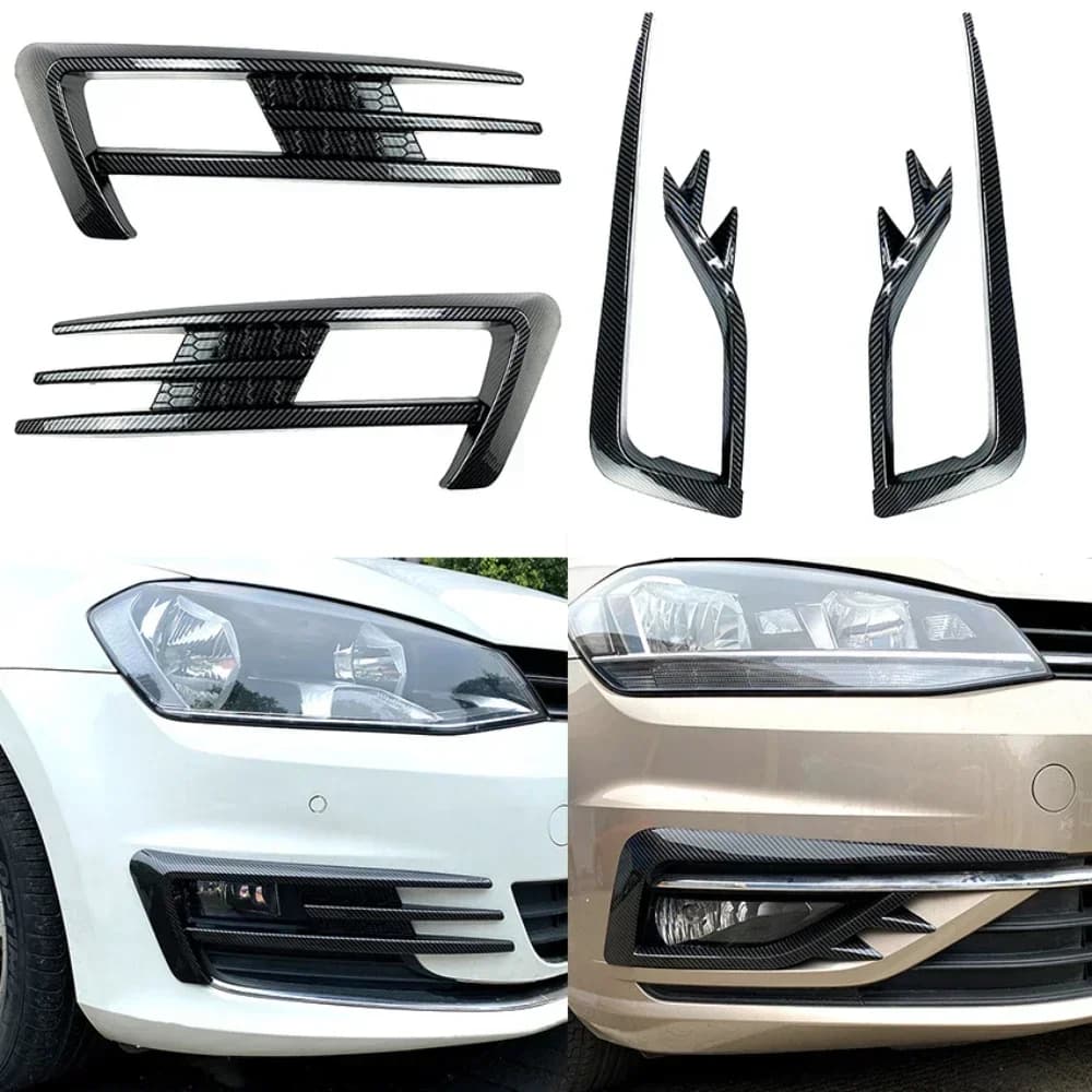 Front Bumper Fog Light Grille For Volkswagen Golf 7 MK7 2013-2016 Golf MK7.5 2017-2019 Fog Lamp Eyebrow Wind Kinfe Cover Trim