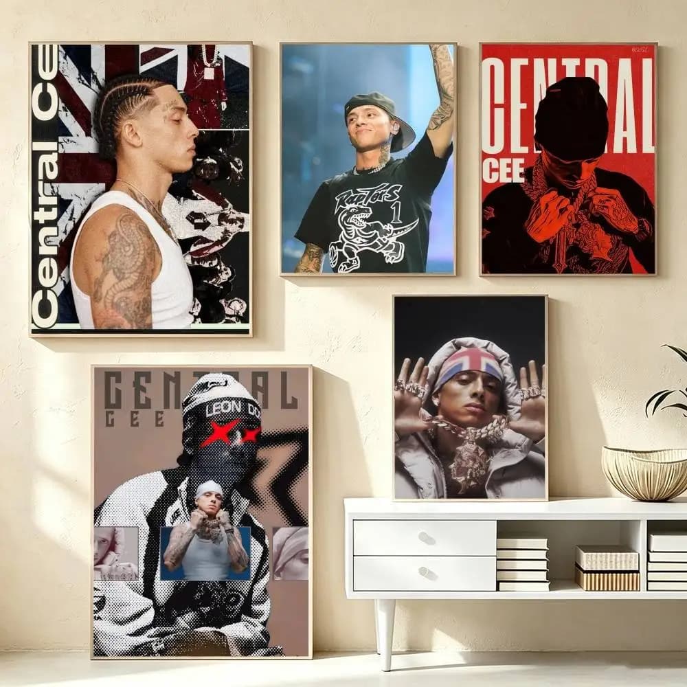 Rapper Central Cee  Poster Waterproof Wall Art Sticker For Bar Living Room Vintage Decor High Quality Print Gift