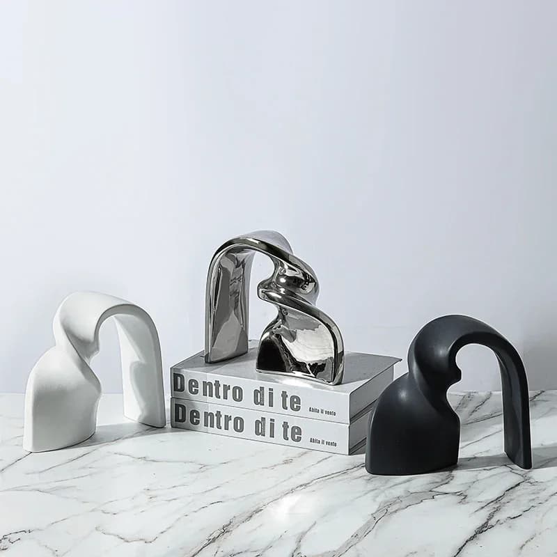 Modern Light Luxury Minimalist Geometric Irregular Twist Twisted Ribbon Ceramic Ornament Home Decoration