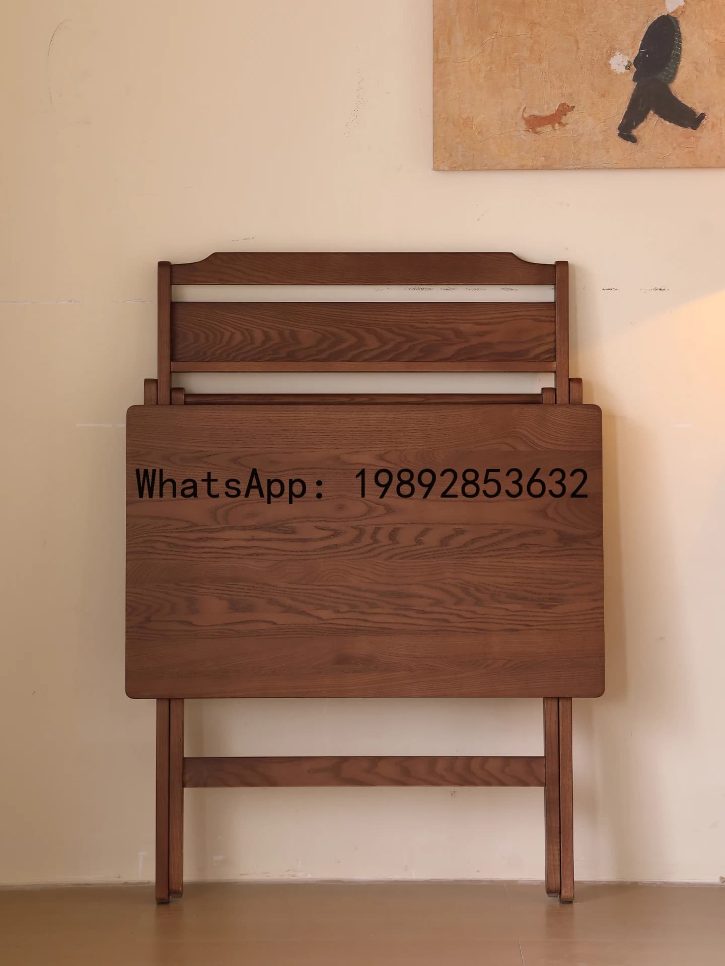 XL Vintage Style White Ash Wood Desk Solid Wood Home Small Square Desk Folding Desk
