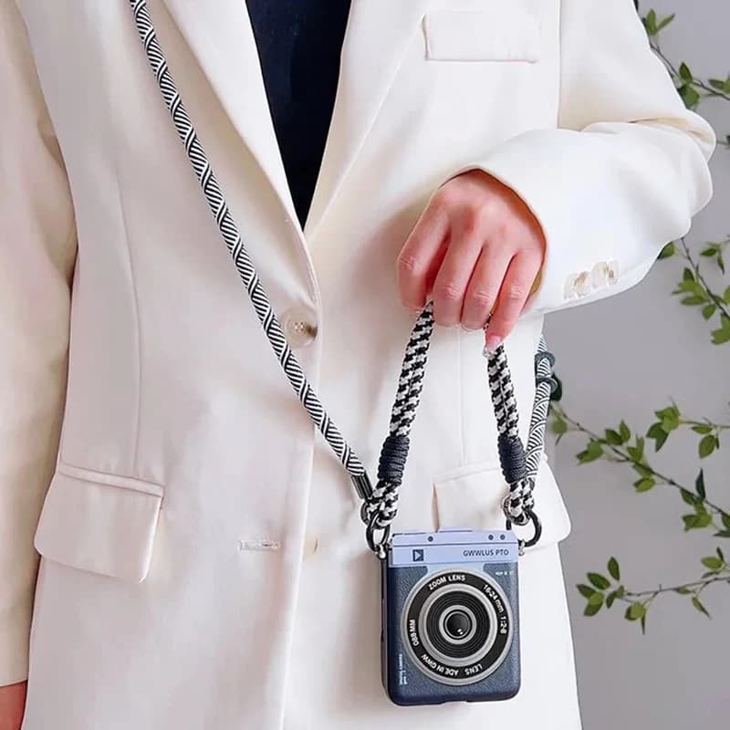 for Samsung Z Flip 7 Case with Magnetic Stand Retro Camera Phone Case for Samsung Galaxy Z Flip 7 6 5 4 / Xiaomi Mix Flip Cases