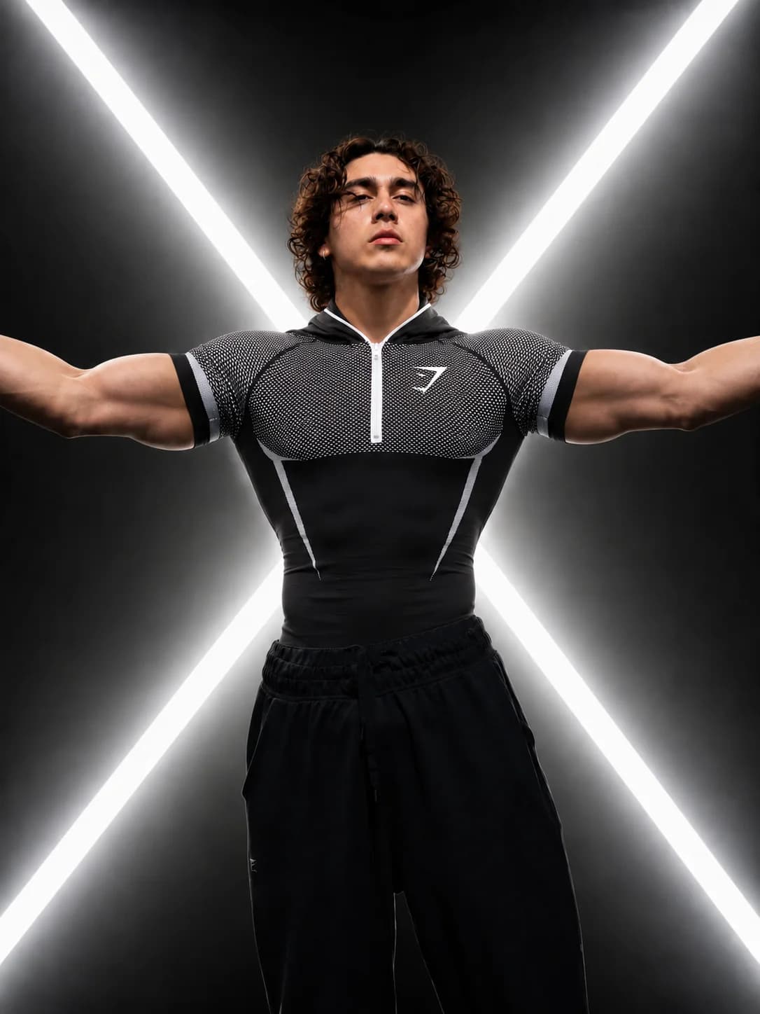 GYM SHARK 2026 ONYX V5 silicone logo hooded sports short sleeved shirt, available in five colors, suitable for indoor use