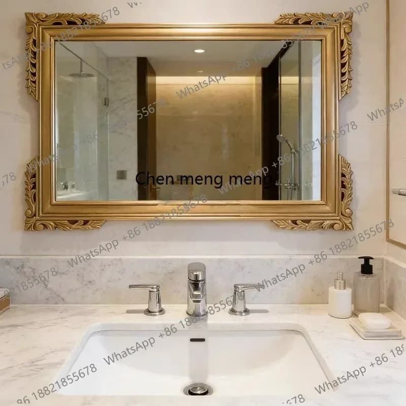 AB03Retro bathroom mirror, toilet, carved, bedroom vanity mirror, light luxury fireplace decorative mirror