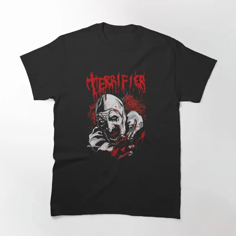 Retro Horror Movie Terrifier Art The Clown Killer Scary Halloween Gift T Shirt Short Sleeve Graphic clothes All size tops S-6XL