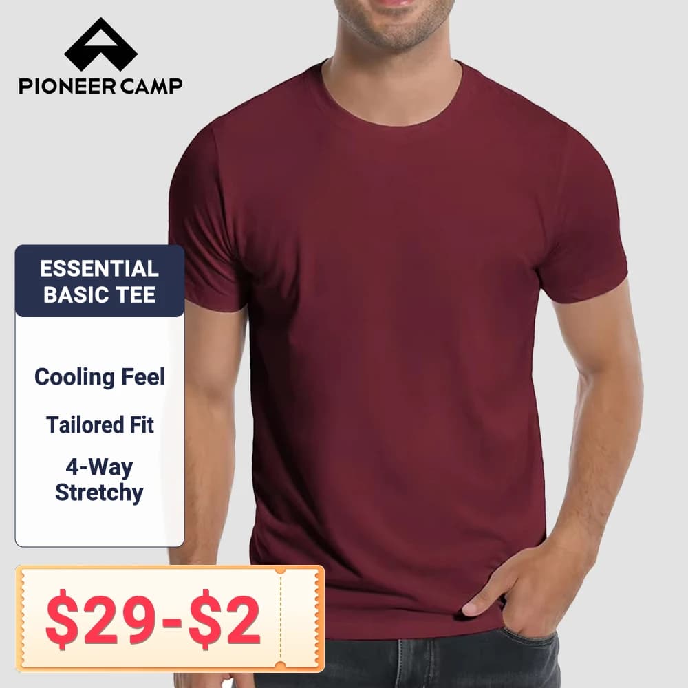 Pioneer Camp Mens Bamboo Viscose T Shirt Ultra Soft Plain Tshirts for Men Cooling Crew Neck Casual Basic Tee Shirt Undershirt