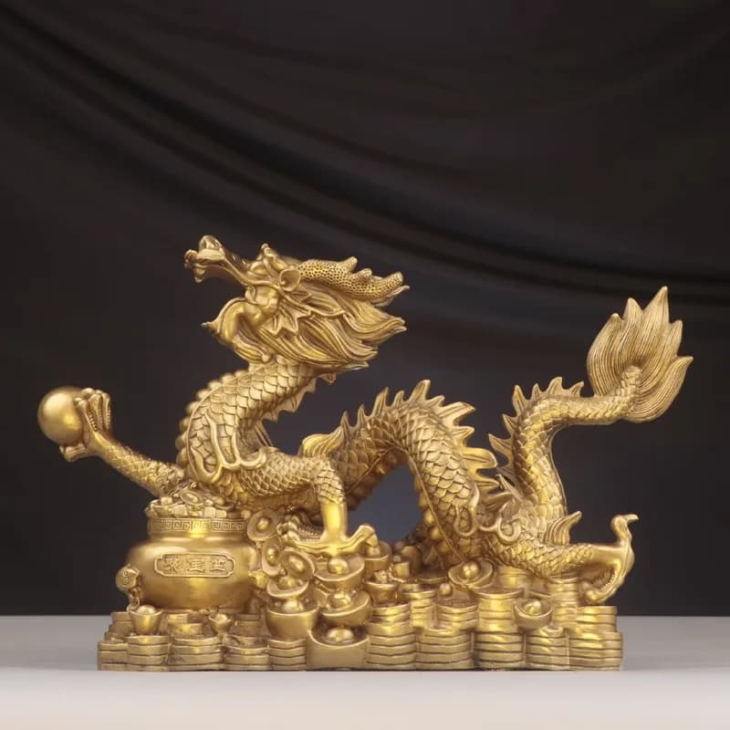 ornaments, Han Dynasty and phoenix auspicious crafts, twelve zodiac animals , copper treasure basin dragon