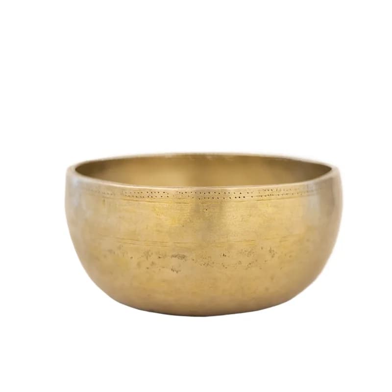 [1103] 15.5 CM 0.75 KG Tone E4 Nepalese Handmade Spirit Root Antique Old Bowl