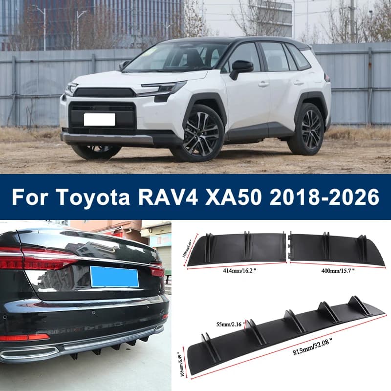 2-Segment Shark Fin Rear Diffuser For Toyota RAV4 XA50 2018-2026 2019 2020 Rear Bumper Lip Splitter Chassis Spoiler Tuning Parts