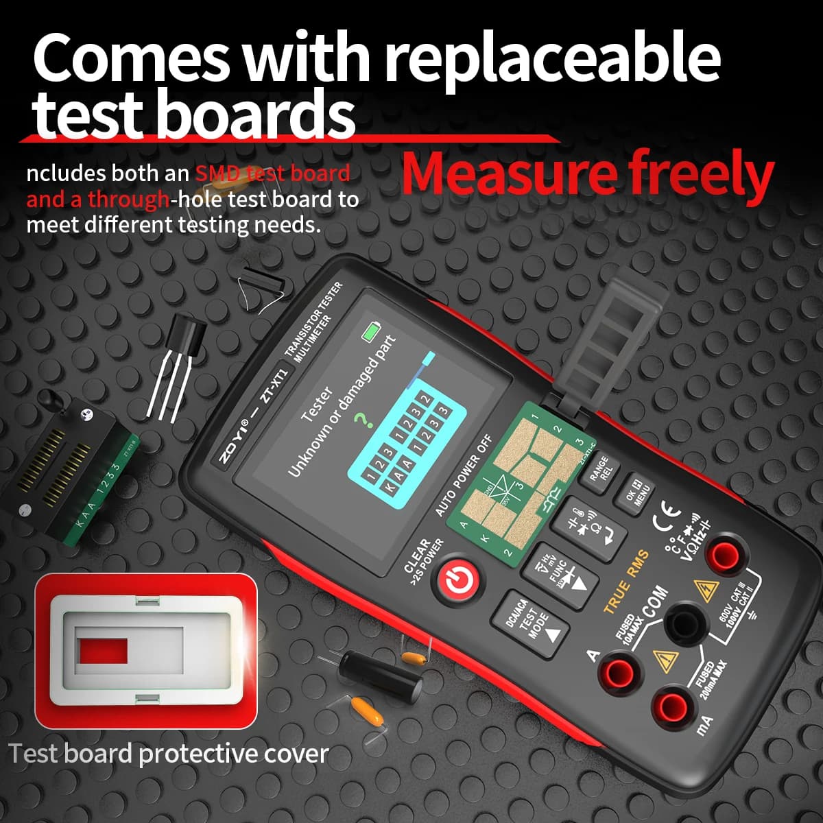ZOYI ZT-XT1 2-in-1 High Precision True RMS Multimeter & Transistor Tester, Voltage Resistance Diode Capacitance Continuity Test