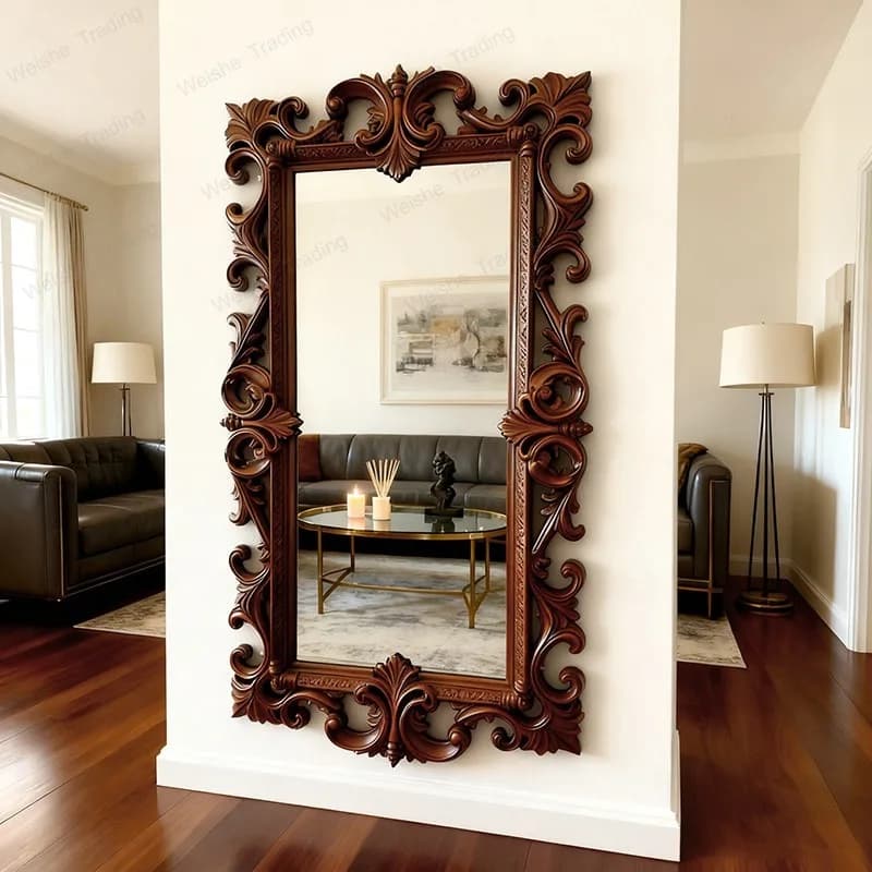 French engraved full-length mirror European wall-mounted home luxury fitting mirror Villa classical fireplace decoration