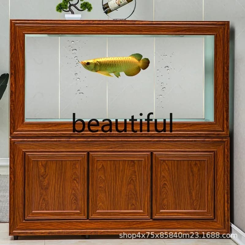 Chinese fish tank living room household bottom filter feng shui tank screen partition floor aquarium