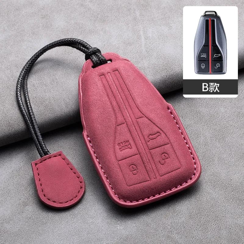 Premium Suede Key Fob Cover for Hongqi HS5 HS7 Luxury Protective Case