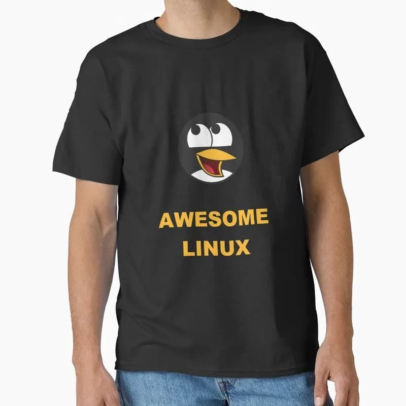 Awesome linux Ubuntu Linux Operating System Graphic T‑Shirt Casual Short Sleeve Tees Geek IT Developer Fan Gift Streetwear